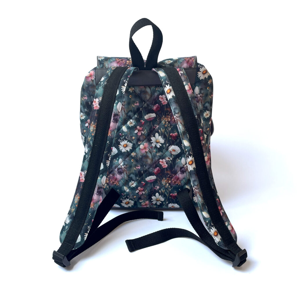 Dámský modro-růžový batoh ELLIE Od Klárky s květinovým vzorem